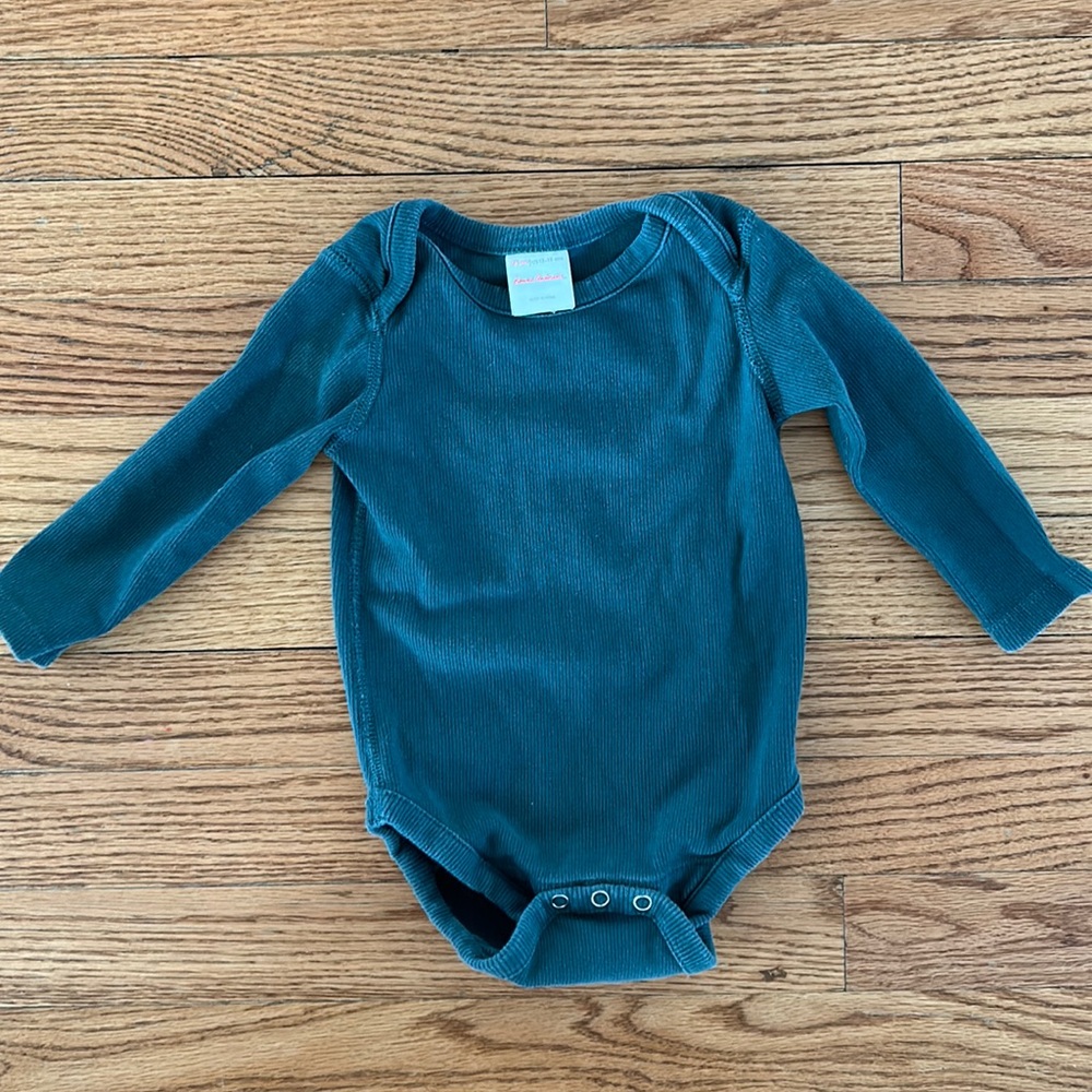 12-18 month dark green ribbed knit onesie